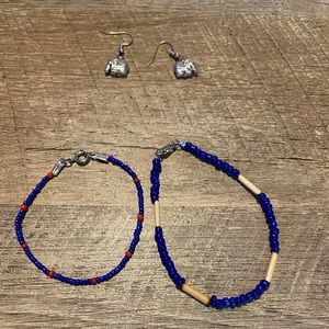 2 bracelets and earrings